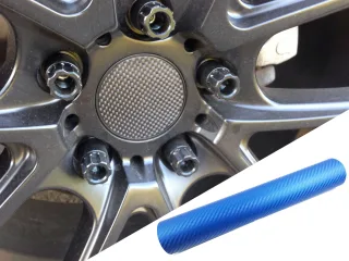 4x Alufelgen Felgen Naben Deckel Design Folie Carbon Blau für viele Fahrzeuge