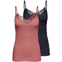 ONLY Spitzentop ONLKIRA – Doppelpack mit Spitzendetail für feminine Looks (2er-Pack) figurbetont, modisch, Jersey, Baumwolle, V-Ausschnitt