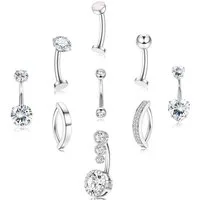 LuxusKollektion Bauchnabelpiercing Bauchnabelpiercing Gold Chirurgenstahl 14G Zirkonia Silber 10MM
