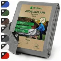 Covello Schutzplane 260g/m² silber, Abdeckplane mit Ösen wasserdicht, Plane UV-stabilisiert in vielen verschiedenen Farben & Größen