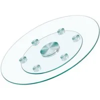 ANYSUN Tischplatte Glastischplatte,Zweistufige, drehbare runde Glasplatte. (Der obere Glasdurchmesser beträgt 61 cm, der untere 38 cm), Drehbare Glasplatte für Couchtisch – Transparent