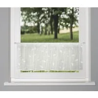 HOME WOHNIDEEN Scheibengardine SHARY (1 St), Stangendurchzug, transparent, Voile, Cafehaus Voile bestickt