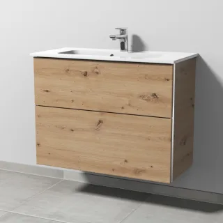 Sanipa 3way Waschtischunterbau zu Duravit ME by Starck Waschtisch mit 2 Auszügen, Eiche Natural-Touc BR72385