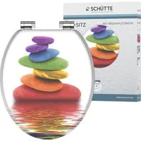 Schütte WC-Sitz Colorful Stones, mit Absenkautomatik und Holzkern, MDF