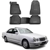 OMAC Auto-Fußmatten für Mercedes W210 1995-2002 Schwarz 4 tlg TPE (4 St), Antirutsch,Wasserfest,Einfache Installation