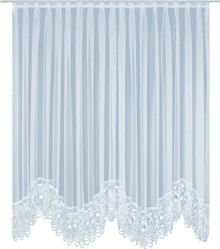 Wirth Gardine "Elena" Faltenband 1 Stk. tlg. veredelt mit echter Plauener Spitze Stickerei, rund