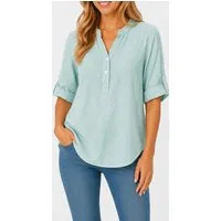Mississhop Schlupfbluse Damen 100 % Baumwolle -leichte Schlupfbluse gestreift S/M