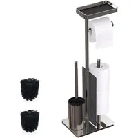 relaxdays WC-Garnitur Edelstahl mit Ablage, silber