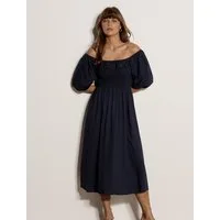 Apricot Maxikleid Langes Kleid mit Bardot-Ausschnitt mit Raffungen