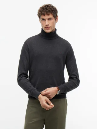 PIMA ORG CTN CASHMERE ROLL NECK Dark Grey Heather - Gr. - M