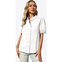 Imily Bela Blusentop Damen Bluse mit Puffärmeln und Falten (Packung, 1-tlg., 1per-Pack) Stehkragen