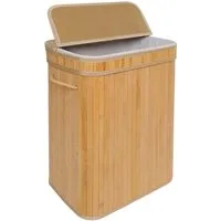 relaxdays Wäschekorb Bambus Wäschekorb mit Deckel, natur, 72 L