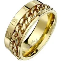 Taffstyle Fingerring Ring Ketten Style Spinner Römischen Zeichen Gold Größe 73 (23.2) (Schmuck Bikerschmuck Fingerring), Biker Herren Ring Massiv Breit Herrenring Männer Biker Rocker