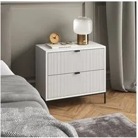 Vicco Nachtschrank Eliza, Weiß, 66 x 60 cm mit 2 Schubladen (1-St)