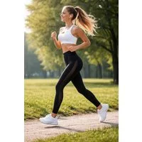 Antonio Leggings Gym Sport Leggings Damen Elastisch & Figurbetont Schwarz mit Netz Gr.