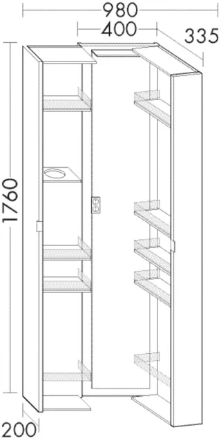 Burgbad Hochschrank Sys30 PG2 Echo 1760x400x335 Weiß Matt, HSHD040464 HSHD040464