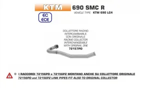 Arrow Edelstahl Sport Auspuff Krümmer No-Kat Racing für KTM 690 SMC R / Enduro R Bj. 2019-2024