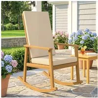 Outsunny Schaukelstuhl mit hoher Rückenlehne, Kissen (Schaukelsessel, 1 St), für Garten Balkon Hof Terrasse 60 x 89 x 107 cm Beige