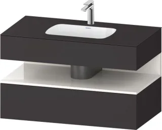 Duravit Qatego Einbauwaschtisch mit Konsolenwaschtischunterbau Graphit Supermatt 1000x550x600 mm - Q QA4786022800010