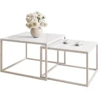 Lookway Couchtisch YOSHI GLASS KASCHMIR Stilvoll & Platzsparend Tisch (2er-Set), Breite: 70 cm und 60 cm, Höhe: 45 cm und 39 cm