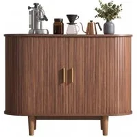 VASAGLE Sideboard mit Schiebetüren und Abgerundeten Ecken, Verstellbare Einlegeböden
