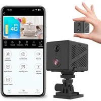 SpionProfi Überwachungskamera 4G LTE Mini Kamera Live Video Überwachung für Haus Geschäft Büro uvm. (Innenbereich, Außenbereich (muss überdacht sein), 1-tlg., Überwachungskamera mit Nachtsicht, Bewegungsmelder & 2-Wege Audio)