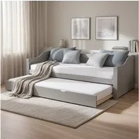 Homestyle4u Ausziehbett 90x200 Holz Gästebett mit Ausziehfunktion 2 Liegeflächen Doppelbett (Komplett-Set mit 2x Lattenrost), 1x 90x200, 1x90x190, 2 Personen/Kinder, Stauraumbett, ausziehbar