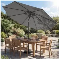 Outsunny Sonnenschirm mit Kurbel, Kreuzfuß, Sandsack, LxB: 295x295 cm, Balkonschirm, Gartenschirm, für Garten Balkon Terrasse Dunkelgrau