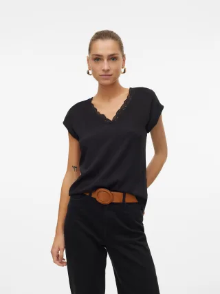 Vero Moda Blusentop "VMBELLA SL LACE TOP WVN GA NOOS" Viskosemischung