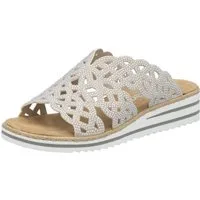 Rieker Pantolette Sommerschuh, Strandschuh, Hausschuh, Keilabsatz, mit Strass-Steinchen
