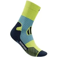 Bauerfeind Sportsocken Trail Run Mid Cut (Kompressionssocke) lemongelb/blau Herren - 1 Paar