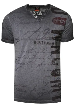 V-Neck T-Shirt mit Seitlichem Logo-Print