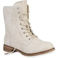 VAN HILL 812022 Schnürstiefelette Damen Schnürstiefeletten Profil Sohle Stiefeletten Leder-Optik
