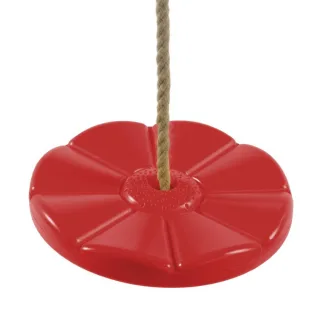 Tellerschaukel für Seilbahn Rot - Witterungsbeständiger HDPE-Kunststoff Sitz 280mm mit 12mm Polyhemp Seilen für 1,80m-2,50m Höhe - Wickey