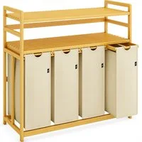 AdelDream Wäschekorb Wäschekorb 200L – Wäschesortierer mit 4 Fächern & 2 Ablagen