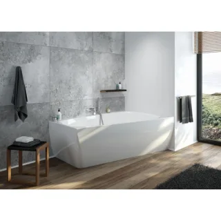 Hoesch iSENSI Badewanne 3870.010 170x100cm, rechts, weiß, 194 l, Überlaufschlitz