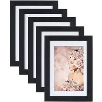 IDEAL TREND Bilderrahmen 5er Pack Holz Bilderrahmen Foto Plexi Rahmen Acryl Collage Wanddeko Po, für 5 Bilder (5 St), Natürliche Holzmaserung sichtbar, leichte Farbabweichungen möglich