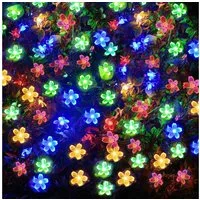 Salcar LED Solarleuchte 5m Solar-Lichterkette mit 20 Kirschblüten Außen Solar Gartenleuchte, 2-Leuchtmodi, Bunt