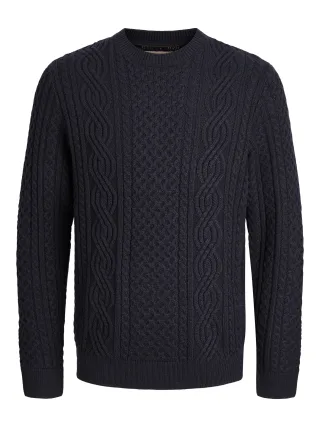 JACK&JONES - JPRBLUSEAN KNIT CABLE CREW NECK SN Blau - Gr. - M