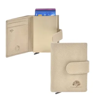 Kartenetui mit Alucase aus Leder creme | Greenburry Kings Nappa | Smarter RFID-Schutz und stilvolle Übersicht im Mini-Format.