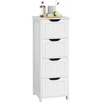 Yaheetech Badkommode 30 × 30 × 82 cm, Schmaler Badezimmerschrank mit 4 Schubladen