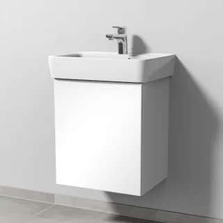 Sanipa 3way Waschtischunterbau zu Geberit Renova Plan Waschtisch mit 1 Tür, Weiß-Glanz SF87278