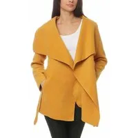 malito more than fashion Kurzmantel malito Damen Mantel kurz mit Wasserfall-Schnitt, Trenchcoat mit Gürte Mantel mit Bindegürtel im Wasserfall-Schnitt Einheitsgröße