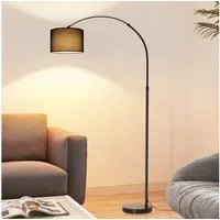 Nettlife Stehlampe Marmorsockel Bogenlampe schwarz Stoffschirm 181cm E27 Eisenständer, ohne Leuchtmittel, für Wohnzimmer Stoffschirm Ø30 cm 181 cm hoch, E27