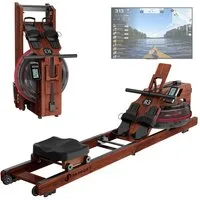 JASPORT Rudergerät R3 Klappbar Wasserrudergerät für Zuhause (aus Eiche, Klappbares Rudermaschine, Wasserbehälter mit MAX-Füllstand-Markierung), mit Trainingscomputer (Kinomap kompatibel) & Tablethalterung