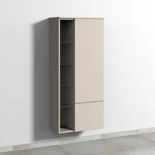 Sanipa 3way Stauraumschrank mit 1 Tür, 1 Auszug und offenen Fächern, Kaschmir-Matt SP1831U