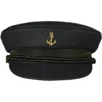 MADSea Schiebermütze Elbsegler mit Motivpin Anker goldfarben mit Zierband und Kordel