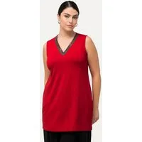 Ulla Popken Longtop Top Perlen A-Linie Tunika-Ausschnitt ärmellos