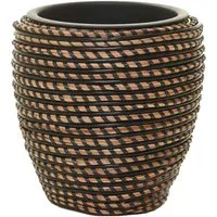 VIVANNO Blumentopf Rattan MASTELLO Rund - Umbra Geflochten (1 St), 24x24 cm