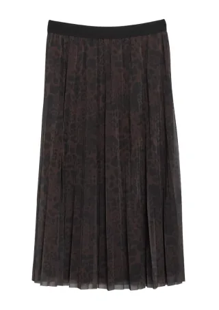 s.Oliver BLACK LABEL - Plisseerock mit Animal-Print braun - Gr. - 34